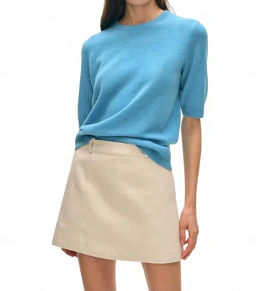 White + Warren Essential Cashmere Tee In Mediterranean Heather In Blue