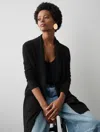 White + Warren Essential Cashmere Trapeze Cardigan Sweater In Black In Black