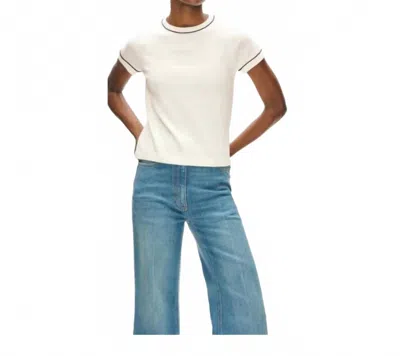 White + Warren Fine Blend Baby Tee Shirt In White Deep Wave In Multi