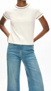 White + Warren Fine Cotton Blend Baby Tee In White/deep Wave
