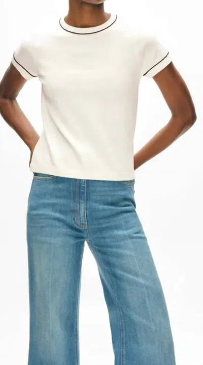 White + Warren Fine Cotton Blend Baby Tee In White/deep Wave