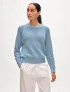 White + Warren Fine Cotton Bouclé Mesh Sweatshirt In Blue Marl