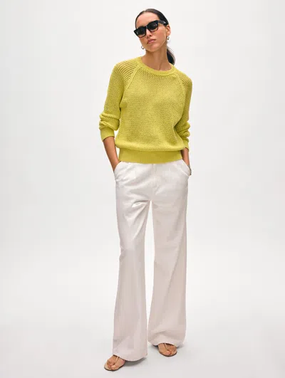 White + Warren Fine Cotton Bouclé Mesh Sweatshirt In Yellow Marl
