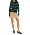 White + Warren Fine Cotton Bouclé Striped Crewneck Top In Deep Navy/pastel Blue In Multi