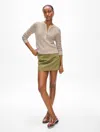 White + Warren Fine Cotton Ribbed Henley Sweater In Flax In Flax