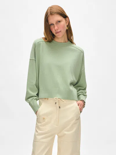 White + Warren Fine Cotton Sweatshirt In Cool Sage