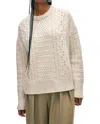 White + Warren Fisherman Cable Crewneck In Ivory