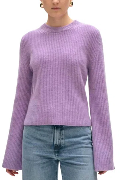White + Warren Fluted Sleeve Sweater In Purple Haze In Multi