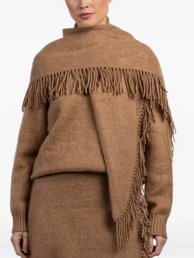 White + Warren Fringed Scarf In Brown