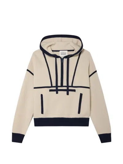 White + Warren Half-zip Panelled Hoodie In Neutral