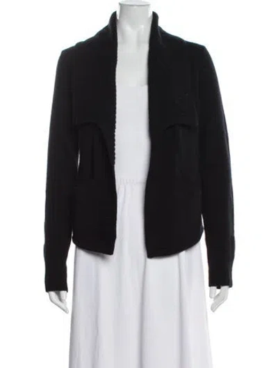 Pre-owned White + Warren Lambswool Mock Neck Sweater In Black
