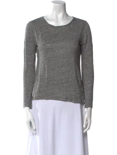 Pre-owned White + Warren Linen Bateau Neckline Sweatshirt In Gray