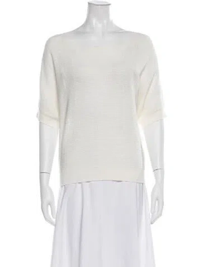Pre-owned White + Warren Linen Bateau Neckline Top In White