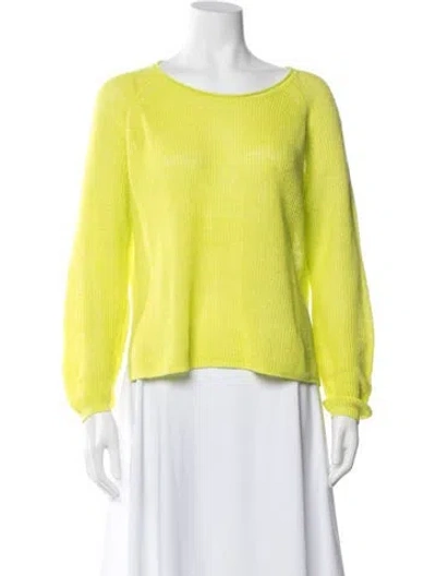 Pre-owned White + Warren Linen Crew Neck Sweater In Blue