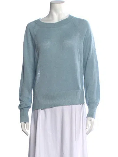 Pre-owned White + Warren Linen Crew Neck Sweater In Blue