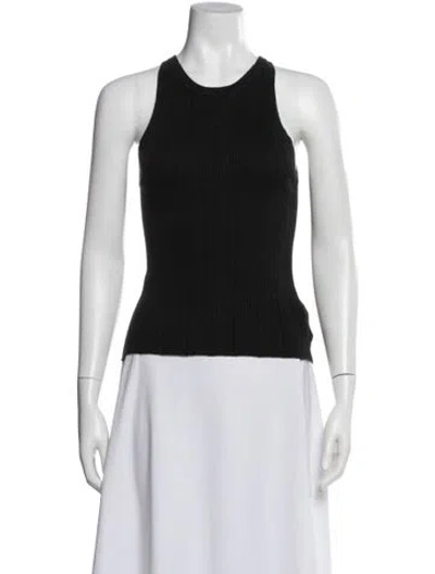 Pre-owned White + Warren Linen Crew Neck Top In Black