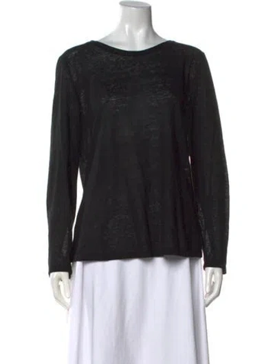 Pre-owned White + Warren Linen Crew Neck Top In Black