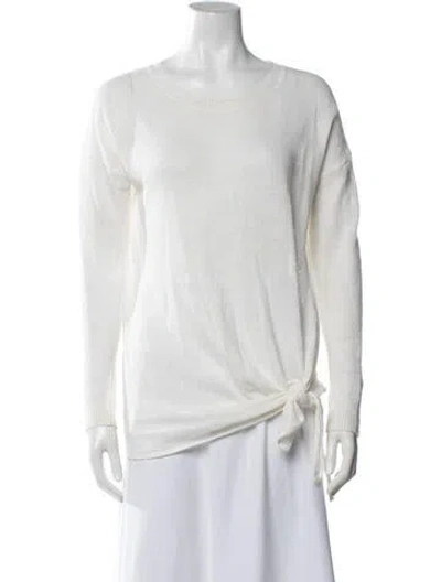 Pre-owned White + Warren Linen Crew Neck Top In Neutral