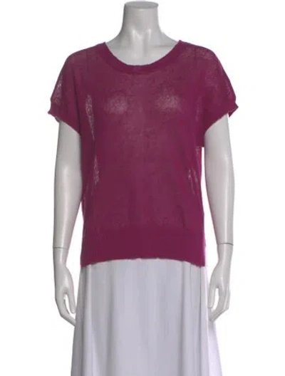 Pre-owned White + Warren Linen Crew Neck Top In Pink