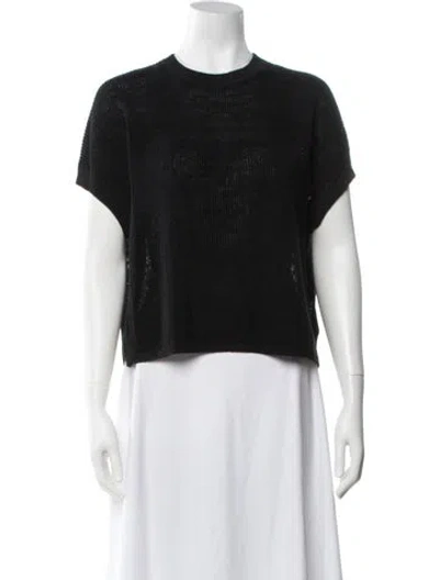 Pre-owned White + Warren Linen Crew Neck Top W/ Tags In Black