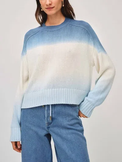 White + Warren Linen Dip Dye Crewneck Sweater In Blue Combo In Multi