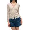White + Warren Linen Gauze Ribbed V Neck Cardigan Sweater In Calico In Multi
