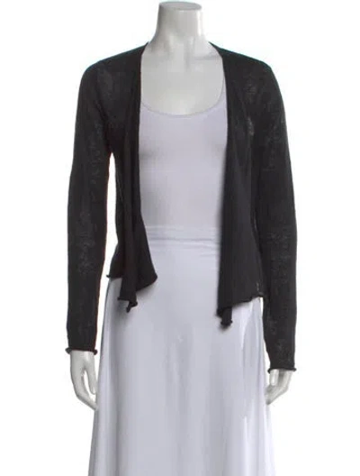 Pre-owned White + Warren Linen Open Front Sweater In Black