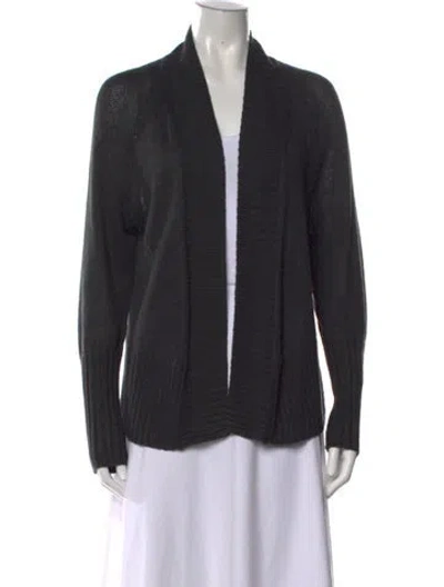 Pre-owned White + Warren Linen Open Front Sweater In Black