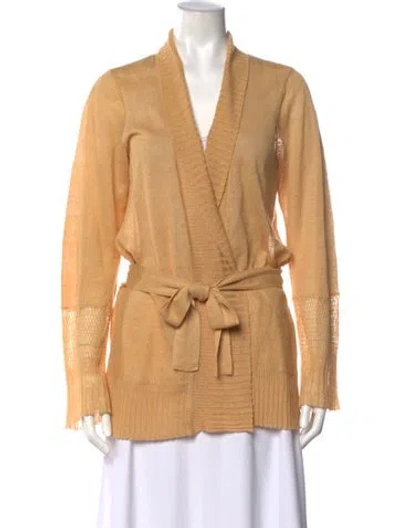 Pre-owned White + Warren Linen Open Front Sweater In Neutrals