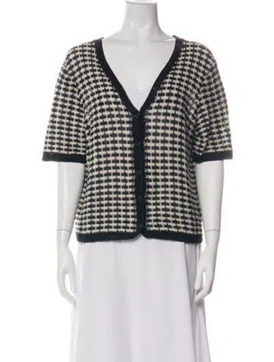 Pre-owned White + Warren Linen Patterned Sweater In Green