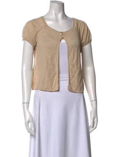 Pre-owned White + Warren Linen Scoop Neck Crop Top In Neutrals