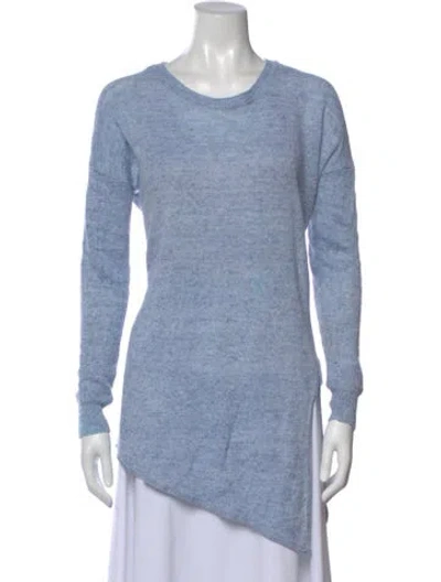 Pre-owned White + Warren Linen Scoop Neck Sweater In Blue