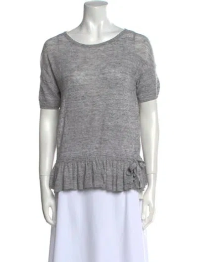Pre-owned White + Warren Linen Scoop Neck Sweater In Gray