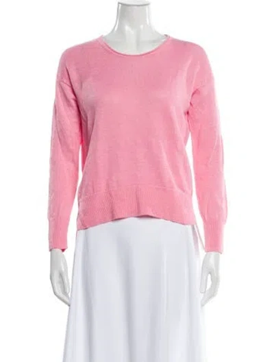 Pre-owned White + Warren Linen Scoop Neck Sweater In Pink