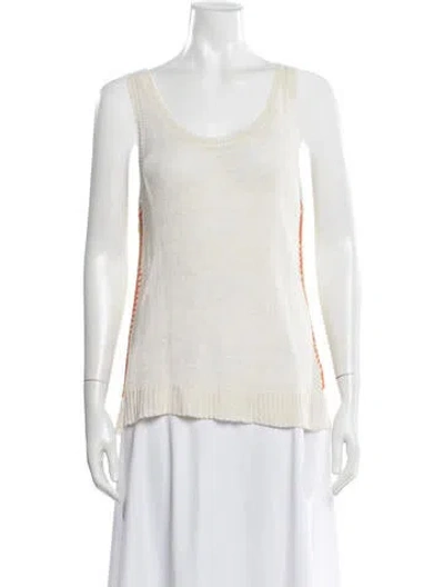 Pre-owned White + Warren Linen Scoop Neck Sweater In White