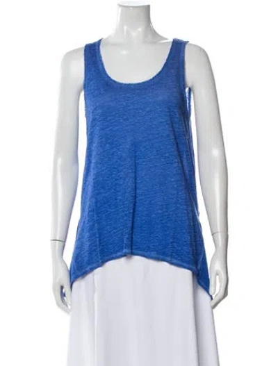 Pre-owned White + Warren Linen Scoop Neck Top In Blue