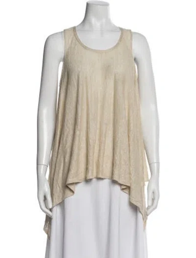 Pre-owned White + Warren Linen Scoop Neck Top In Brown