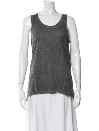 Pre-owned White + Warren Linen Scoop Neck Top In Gray
