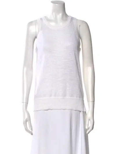 Pre-owned White + Warren Linen Scoop Neck Top In Neutral