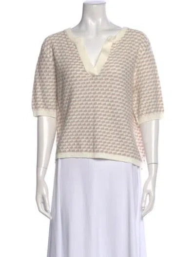 Pre-owned White + Warren Linen Striped Sweater W/ Tags In Neutral