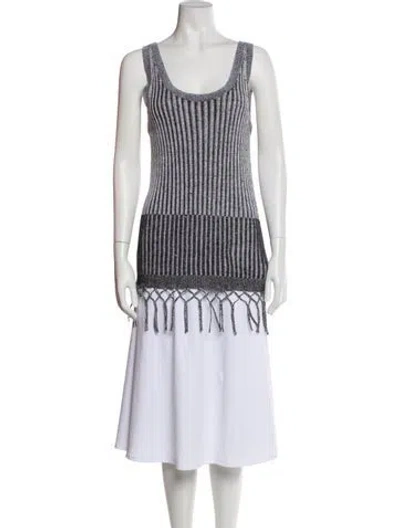 Pre-owned White + Warren Linen Striped Top In Gray