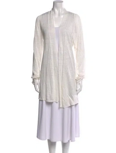 Pre-owned White + Warren Linen V-neck Sweater In Neutral