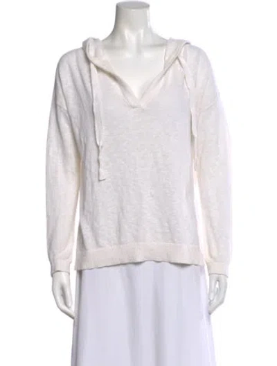 Pre-owned White + Warren Linen V-neck Sweater In Neutral
