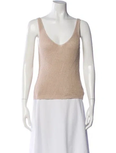 Pre-owned White + Warren Linen V-neck Top In Neutral