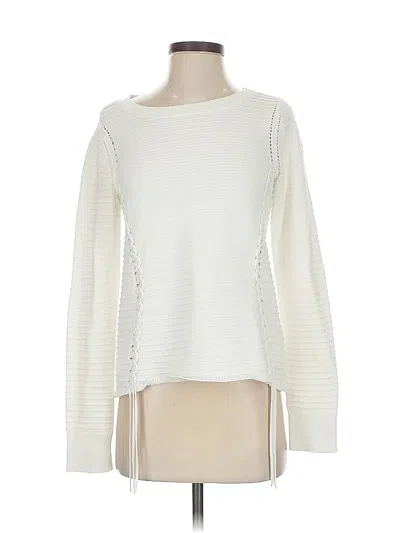 Pre-owned White + Warren Long Sleeve Top Ivory Boatneck Tops In White