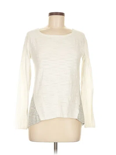 Pre-owned White + Warren Long Sleeve Top Ivory Crew Neck Tops In White