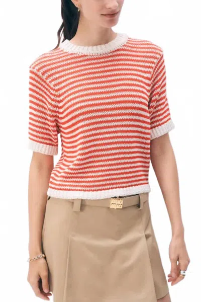 White + Warren Luxe Organic Cotton T Shirt In Ecru/sunset Orange In Red