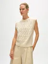 White + Warren Merino Cashmere Boucle Cable Vest Sweater In Ivory In Ivory