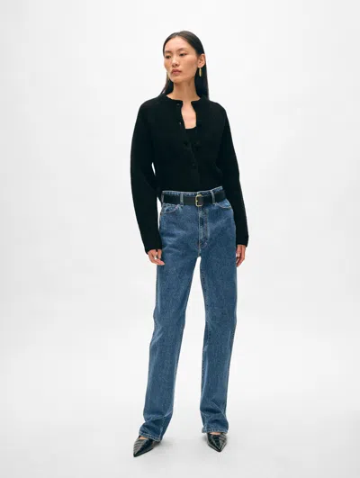 White + Warren Merino Cashmere Bouclé Cardigan Sweater In Black