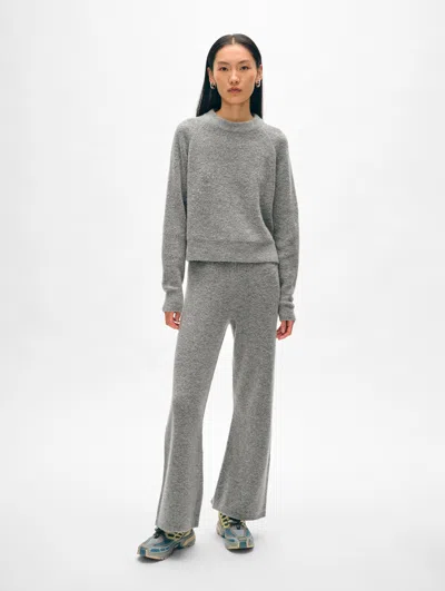 White + Warren Merino Cashmere Boucle Wide Leg Pant In Pale Smoke